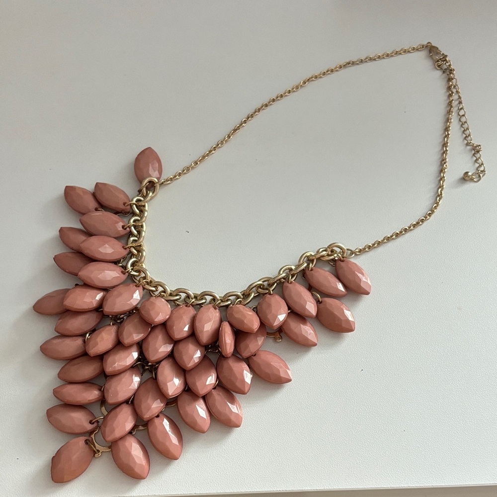 JCPenney Gold and Pink Teardrop Necklace